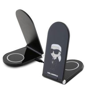   Karl Lagerfeld 2IN1 QI vezeték nélküli töltőállomás KLDCRFALKINK Fekete