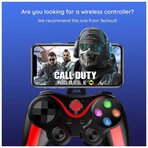 Techsuit - Vezeték nélküli Kontroller (V13) - Bluetooth V4.0, 2.4G, 400mAh, Univerzális - Piros