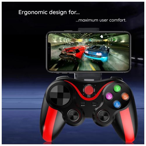 Techsuit - Vezeték nélküli Kontroller (V13) - Bluetooth V4.0, 2.4G, 400mAh, Univerzális - Piros