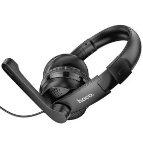   HOCO vezetékes fejhallgató Jack 3,5 mm mikrofonnal W103 fekete