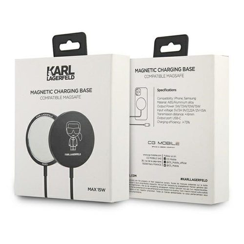 Wireless charger Karl Lagerfeld 15W MagSafe KLCBMSIKBK