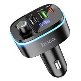   Autós Bluetooth adó Hoco 2 x USB A + USB C QC3.0 PD 20W E62 fekete