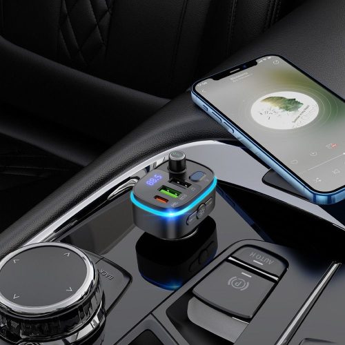 Autós Bluetooth adó Hoco 2 x USB A + USB C QC3.0 PD 20W E62 fekete
