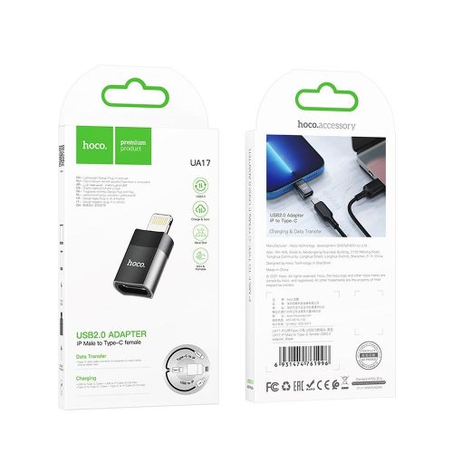 Adapter USB C to Lightning Hoco UA17 black