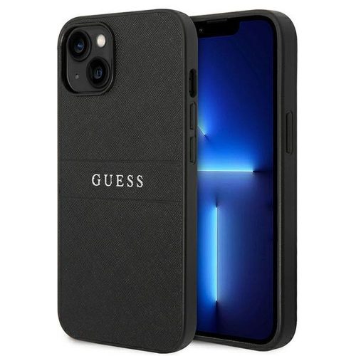 GUESS tok iPHONE 14 Plus-hoz GUHCP14MPSASBBK (Saffiano fém logóval) fekete