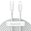 BASEUS kábel Type C to Lightning PD 5A 20W Wisdom TZCATLZJ-02 2 db 1,5 m fehér