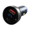 BASEUS car charger USB A + Type C with digital display PD3.0 QC4.0 5A 65W CCKX-C0G/VCKX65C gray