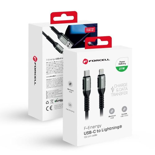 CELL F-ENERGY C259 kábel Type C - Lightning PD 3A 27W Cafule 1,2 m fekete