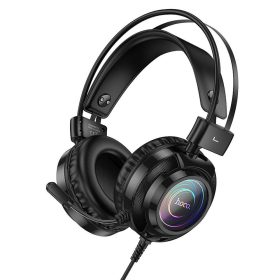   HOCO vezetékes fejhallgató USB A + Jack 3,5 mm mikrofonnal gaming W110 2 m fekete