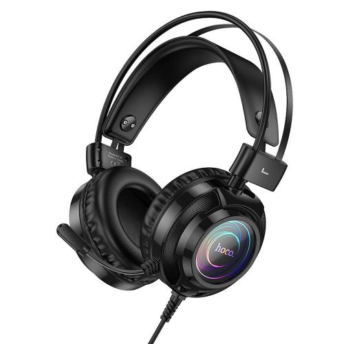 HOCO vezetékes fejhallgató USB A + Jack 3,5 mm mikrofonnal gaming W110 2 m fekete