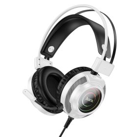   HOCO vezetékes fejhallgató USB A + Jack 3,5 mm mikrofonnal gaming W110 2 m fehér