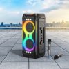 HOCO karaoke szett vezeték nélküli hangszóró + 2 x vezeték nélküli mikrofon LED 60W HA9 fekete