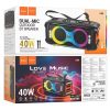 HOCO karaoke szett vezeték nélküli hangszóró + 2 x vezeték nélküli mikrofon LED 60W HA9 fekete