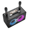 HOCO karaoke szett vezeték nélküli hangszóró + 2 x vezeték nélküli mikrofon LED 40W HA8 fekete