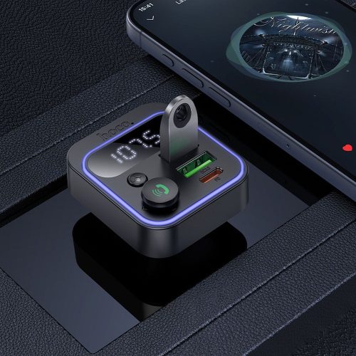 HOCO autós adó FM bluetooth 2 x USB A + Type C PD QC3.0 20W E85 fekete