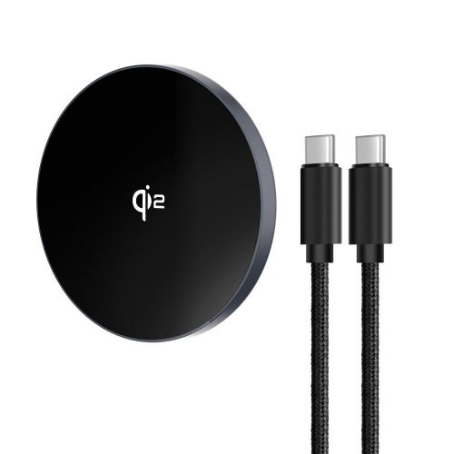 CELL F-ENERGY Smart Charge Qi2 15W vezeték nélküli töltő 150 cm-es leválasztható kábellel, MagSafe kompatibilis, ezüst