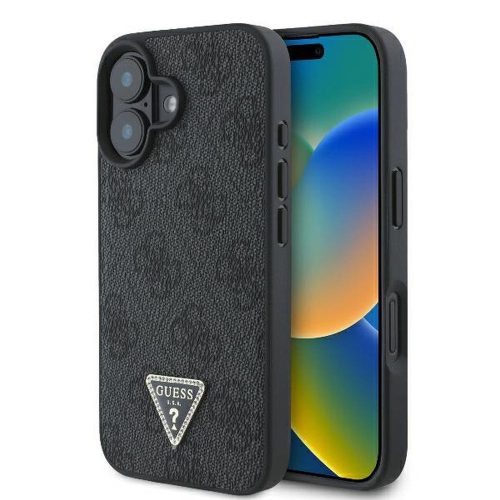 GUESS tok IPHONE 16 Plus GUHCP16MP4TDPK (PU bőr 4G Triangle Strass) fekete