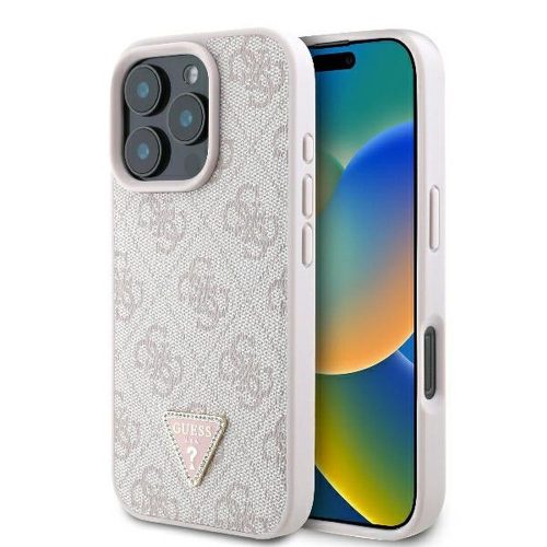 GUESS tok IPHONE 16 Pro készülékhez GUHCP16LP4TDPP (PU bőr 4G háromszög strasszokkal) rózsaszín