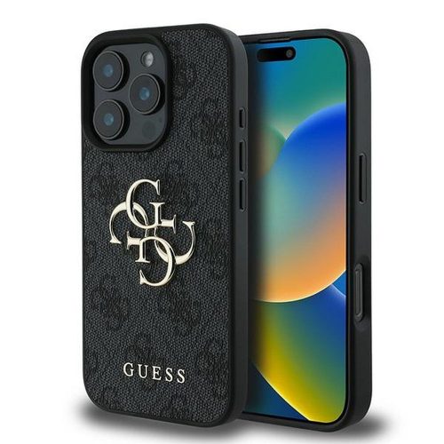 GUESS tok IPHONE 16 Pro GUHCP16L4GMGGR-hez (4G PU Nagy Logó) fekete