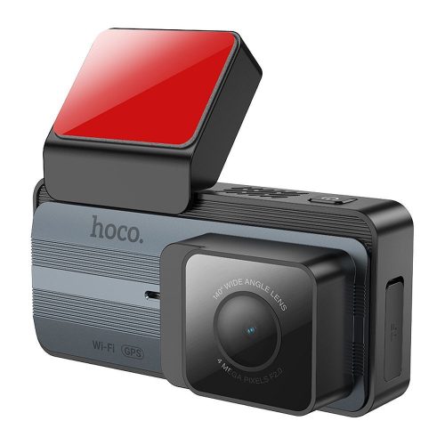 HOCO autós kamera kijelzővel 3,69" + hátsó kamera 2K GPS DV12 ezüstszürke