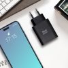 kék STAR utazótöltő USB C+USB-A csatlakozókkal PD QC4.0 3A 25W TFB-TC-25WPD fekete