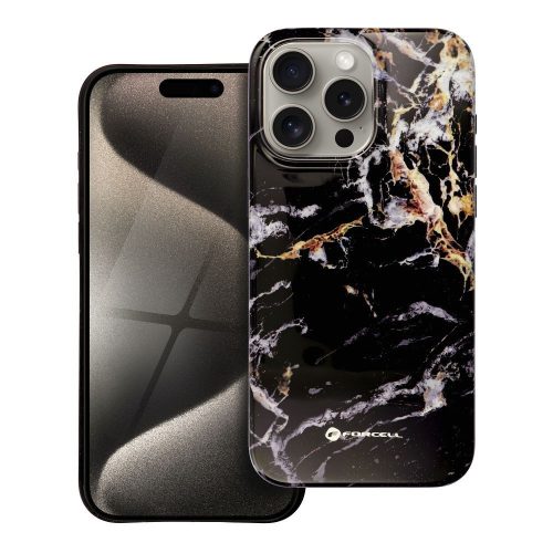 CELL F-PROTECT Mirage, katonai esésállósággal tesztelt tok, MagSafe kompatibilis IPHONE 15 PRO MAX-hoz, fekete márvány