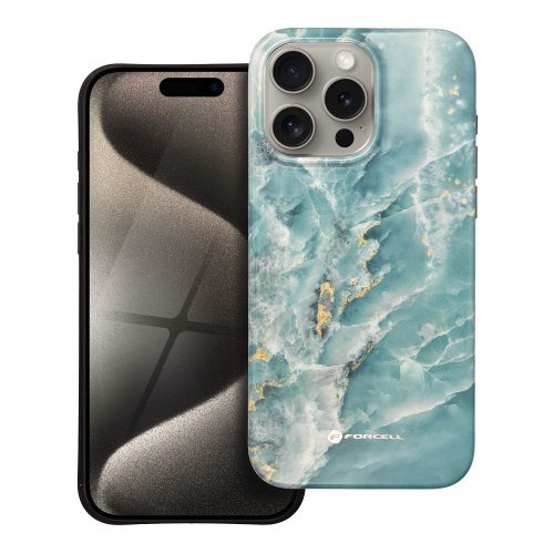CELL F-PROTECT Mirage, katonai eséspróbán tesztelt tok, MagSafe-kompatibilis az IPHONE 15 PRO MAX-hez, zöld márvány