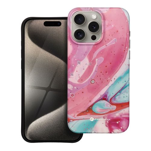 CELL F-PROTECT Mirage, katonai ejtésteszttel tanúsított tok, kompatibilis a MagSafe-dal az IPHONE 15 PRO MAX-hoz, rózsaszín márvány