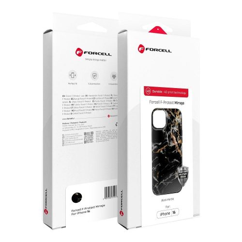 CELL F-PROTECT Mirage, katonai ejtésteszttel rendelkező tok, kompatibilis a MagSafe-fel, IPHONE 15 fekete márványhoz
