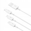 BASEUS kábel 3 az 1-ben USB A-ról Micro USB / Lightning / Type C 3,5A CAMLTYS-02 1,5 m fehér