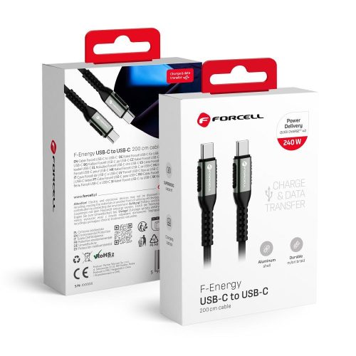 CELL F-ENERGY C263 kábel Type C to Type C QC4.0 PD 5A 240W Cafule 2 m fekete