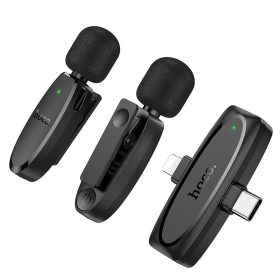   Wireless lavalier microphone Lightning / USB C Hoco 2 pcs L15 black