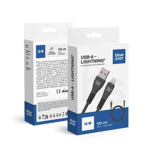 kék STAR cable USB A to Lightning 2A 12W DC99I 1 m fekete
