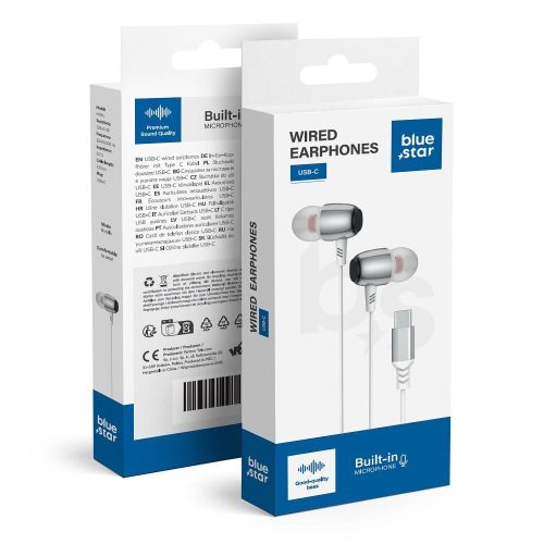 kék STAR vezetékes fülhallgató Type C (DAC) mikrofonnal M09C 1,2 m fehér