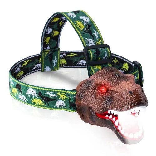 Fejlámpa LED gyerekeknek dinoszaurusszal IPX4 15LM barna