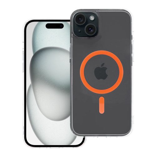 Drop Glue Színes Gyűrű Mag Borító kompatibilis MagSafe-fel az IPHONE 15 PLUS narancs