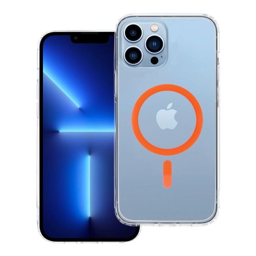 Drop Glue Színes Gyűrűs Mag Cover kompatibilis a MagSafe-el az IPHONE 13 PRO MAX-hoz narancssárga