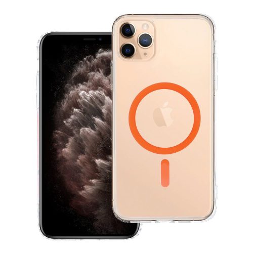 Drop Glue Színes Gyűrűs Mag Cover, kompatibilis a MagSafe rendszerrel, IPHONE 11 PRO MAX készülékhez, narancssárga