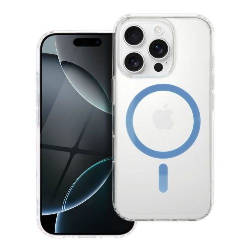Drop Glue Színes Gyűrűs Mag Cover, kompatibilis a MagSafe technológiával, IPHONE 16 PRO-hoz, világoskék színben.
