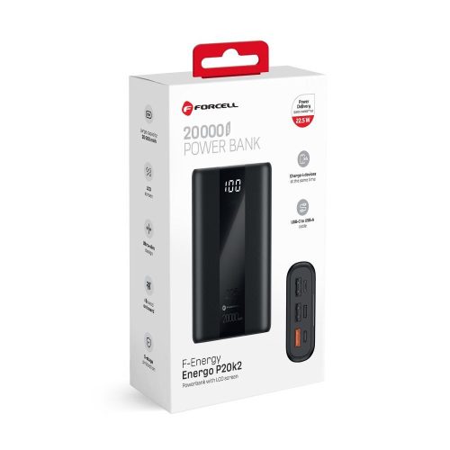Powerbank Forcell F-Energy Energo P20K2 QC3.0 PD 3A 22,5W 20000 mAh black
