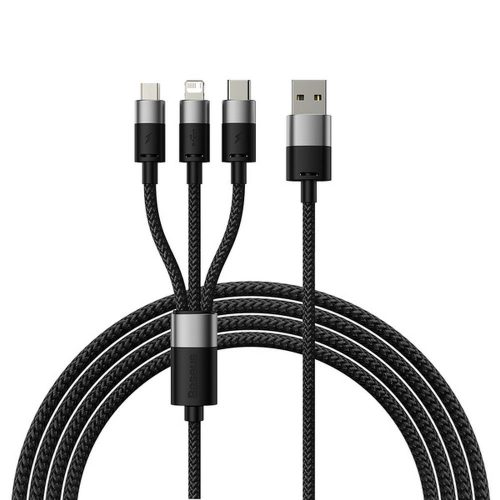 BASEUS kábel 3in1 USB A - Micro USB / Lightning / Type C 3,5A 6CAXS000001 1,2 m fekete