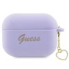 GUESS tok APPLE AirPods Pro 2-hez (2022 / 2023) GUAP2LSCHSU (Szilikon Charm Szív Kollekció) lila