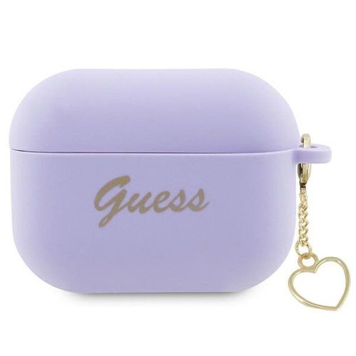 GUESS tok APPLE AirPods Pro 2-hez (2022 / 2023) GUAP2LSCHSU (Szilikon Charm Szív Kollekció) lila