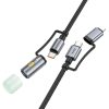 HOCO cable All-in-one Type C / Lightning to Type C / LED Light PD 3A 60W U138 1,2 m fekete