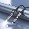 HOCO cable All-in-one Type C / Lightning to Type C / LED Light PD 3A 60W U138 1,2 m fekete