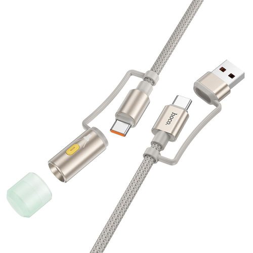 HOCO cable All-in-one USB A / Type C to Type C / LED Light 3A 60W U138 1,2 m szürke