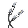 HOCO kábel All-in-one Type C / Lightning to Type C / Cigarette lighter PD 3A 60W U138 1,2 m szürke