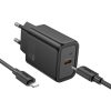 HOCO fali töltő Type C + kábel Type C - Lightning PD QC 30W N62 fekete
