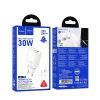 HOCO fali töltő USB A + Type C + kábel Type C-ről Lightning-re PD QC3.0 3A 30W N63 fehér