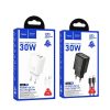HOCO fali töltő USB A + Type C + kábel Type C-ről Lightning-re PD QC3.0 3A 30W N63 fehér